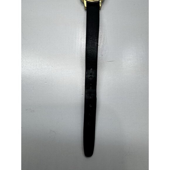 Vintage Edox Swiss Ladies Watch Gold Tone Case Black Leather Band 28690 Works - Picture 7 of 11